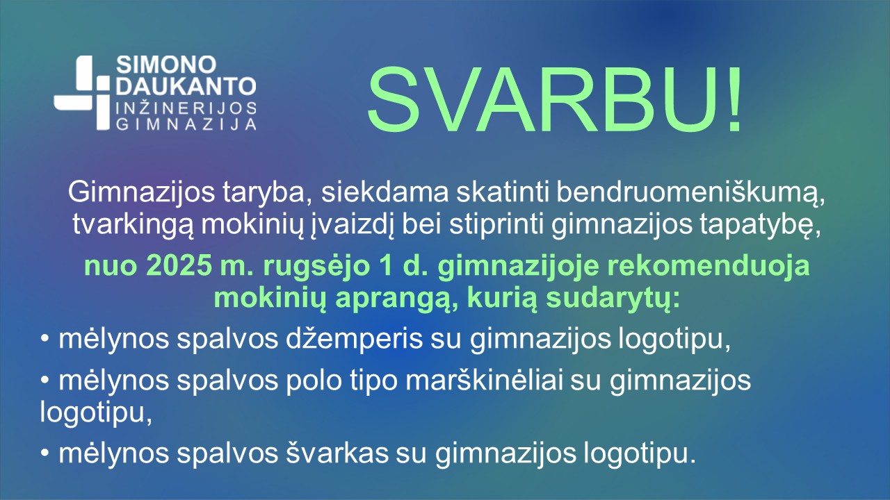 Svarbu!
