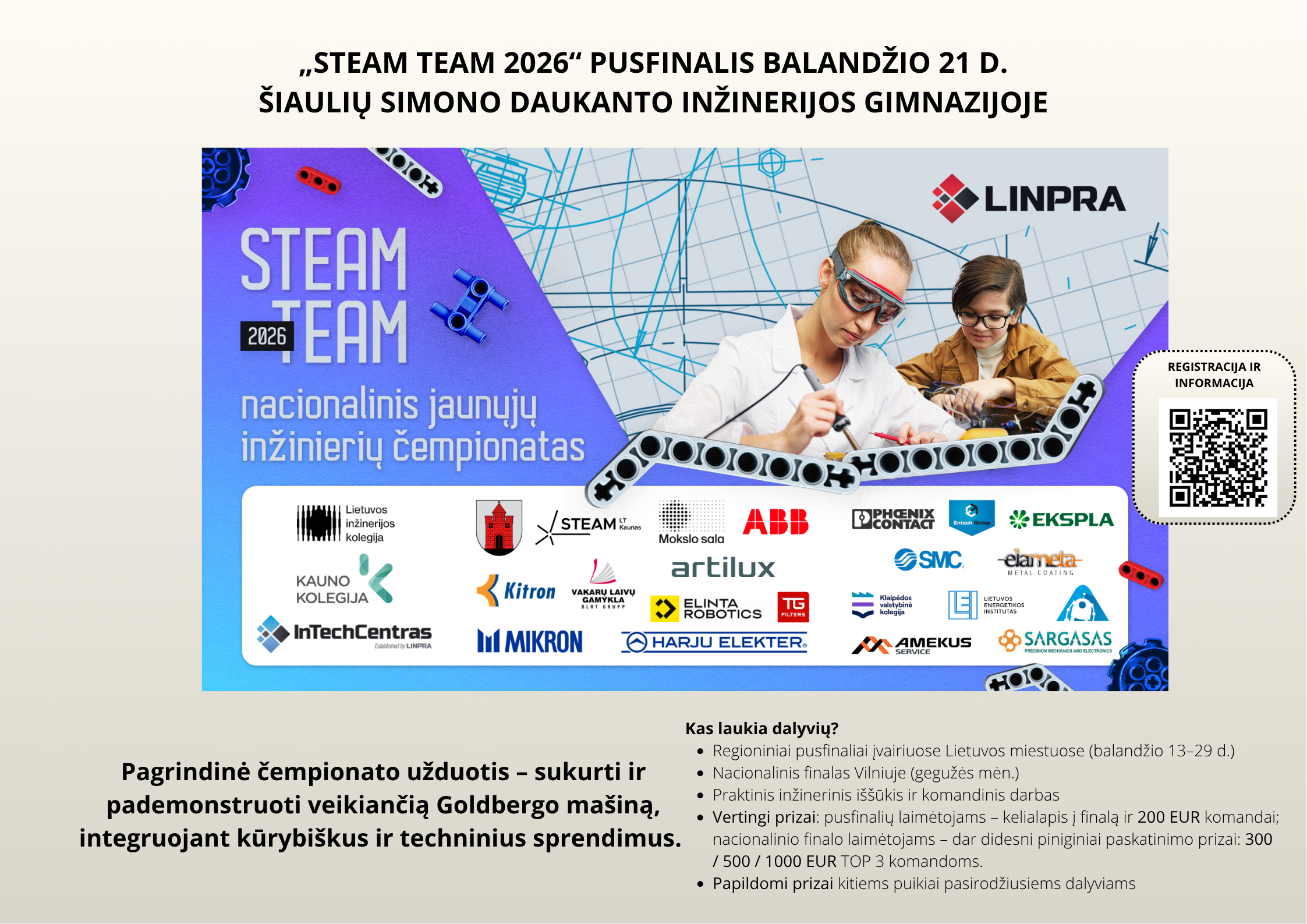 „STEAM TEAM 2026“ pusfinalis pas mus